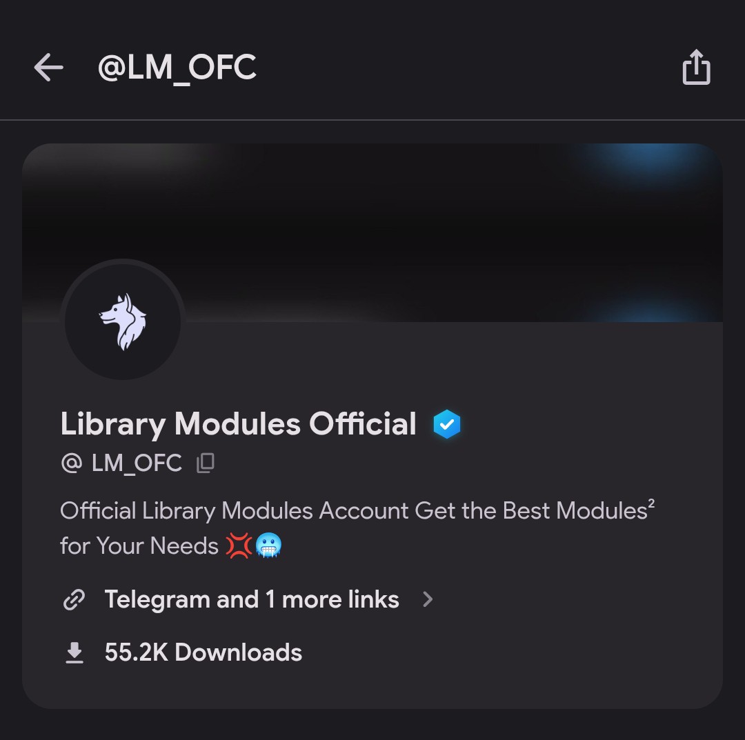 Example of a verified developer badge on a Library Modules profile